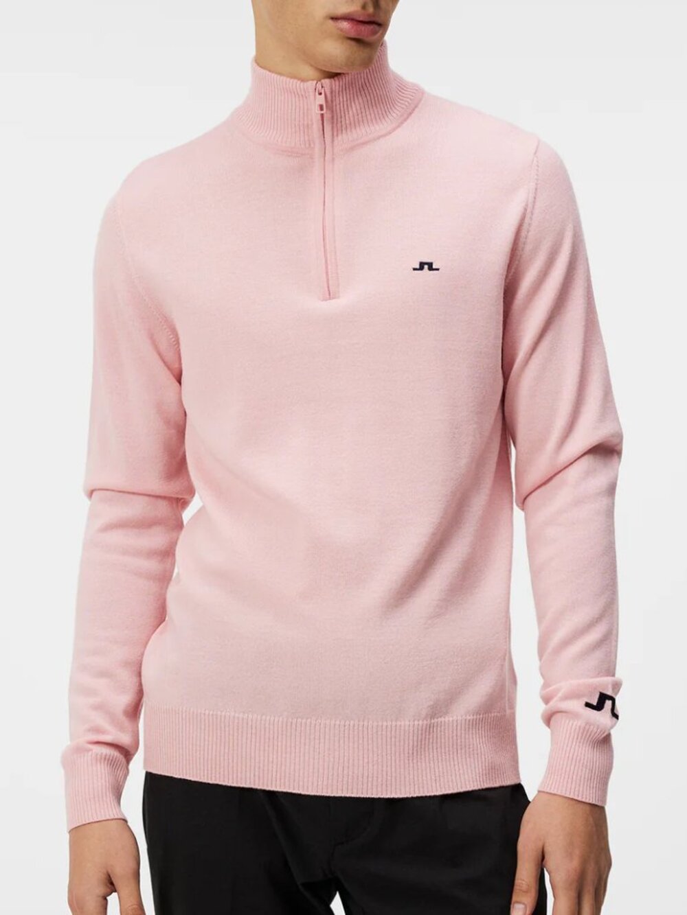 J LINDEBERG Kian Zipped Sweater 100% Merino Wool 1/4 Zip Golf Pink Men's Medium